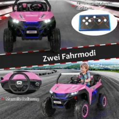 2 Sitzer Kinderauto mit 2,4G Fernbedienung 12V Kinder UTV mit Musik und Scheinwerfer 118 x 74 x 71 cm