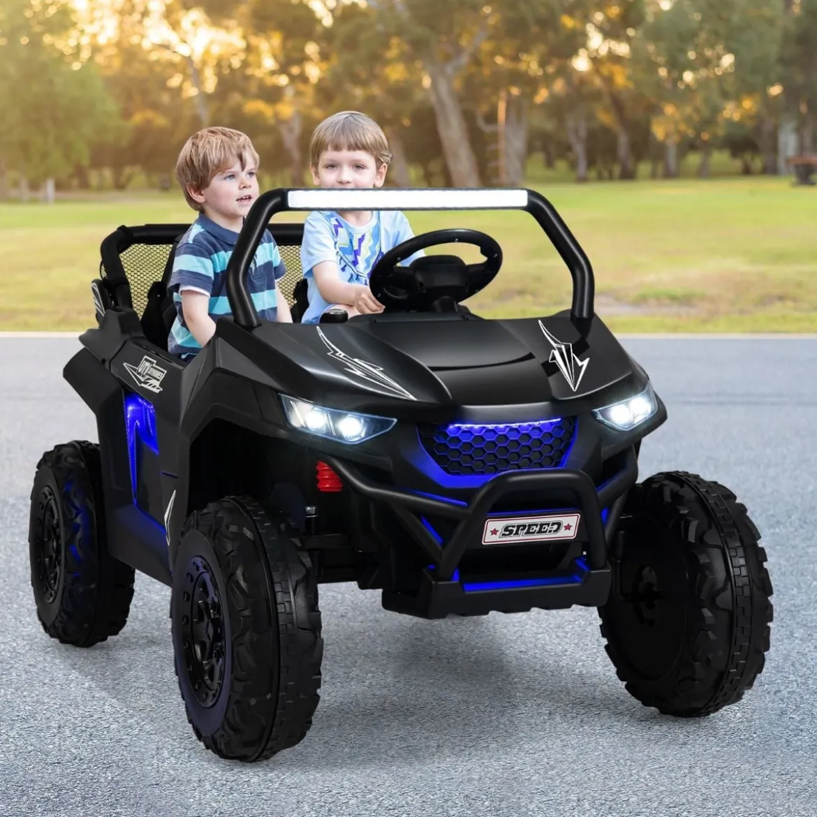 2 Sitzer Kinderauto mit 2,4G Fernbedienung 12V Kinder UTV mit Musik und Scheinwerfer 118 x 74 x 71 cm