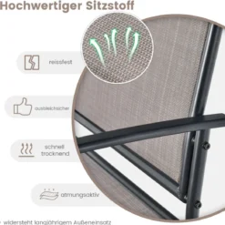 2-Sitzer Schaukelbank mit Couchtisch Balkonmöbel-Set Gartenbank aus Textilene