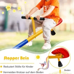 2 Sitzer Schaukelwippe Kinderwippe Metall Karussellwippe Schwenkbare Wippe 182 x 29 x 86 cm Bunt