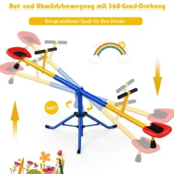 2 Sitzer Schaukelwippe Kinderwippe Metall Karussellwippe Schwenkbare Wippe 182 x 29 x 86 cm Bunt