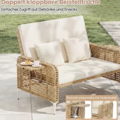 2-Sitzer-Schlafsofa Tagesbett mit Stauraum-Ottomane verstellbare Rückenlehne Beige