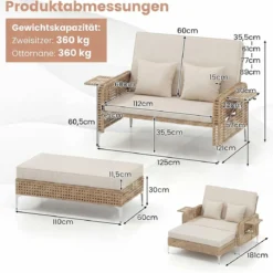 2-Sitzer-Schlafsofa Tagesbett mit Stauraum-Ottomane verstellbare Rückenlehne Beige