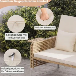 2-Sitzer-Schlafsofa Tagesbett mit Stauraum-Ottomane verstellbare Rückenlehne Beige