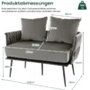 2-Sitzer Sofa aus Samt kleine Couch mit 2 Rückenkissen 109 x 61 x 65 cm Grau
