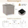 Sitzhocker mit Stauraum Fußhocker aus Leinenstoff mit gepolstertem Deckel & Gummibaumholzbeinen Aufbewahrungsbox für Wohnzimmer 45 x 45 x 45 cm Grau