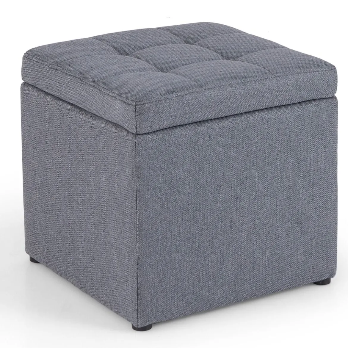 Sitzhocker mit Stauraum 40 x 40cm Fußhocker gepolstert mit Deckel Grau