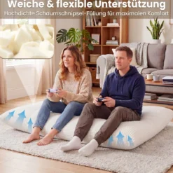 Sitzsack aus Cordstoff Riesiger Bean Bag mit Abnehmbarem Bezug 194 x 139 x 19 cm Beige