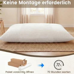 Sitzsack aus Cordstoff Riesiger Bean Bag mit Abnehmbarem Bezug 194 x 139 x 19 cm Beige