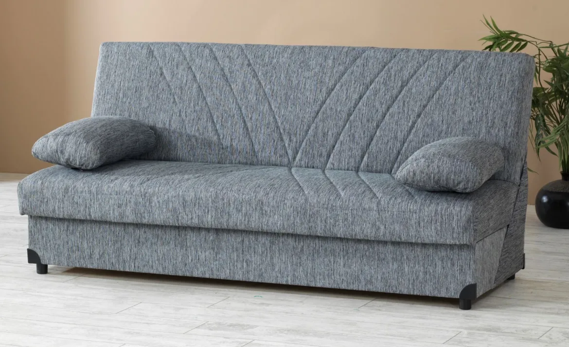Sofa-Bett Schlafcouch Bettcouch für Schlafzimmer mit 2 abnehmbaren Kissen 181 x 81 x 88 cm Dunkelgrau