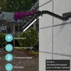 Solarleuchte Wasserdicht Solarlampen Garten Solarstrahler 60 LEDs Fernbedienung Schwarz
