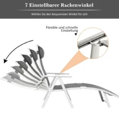 Sonnenliege Einstellbar Gartenliege Liegestuhl Relaxliege Strandliege mit Kissen Grau