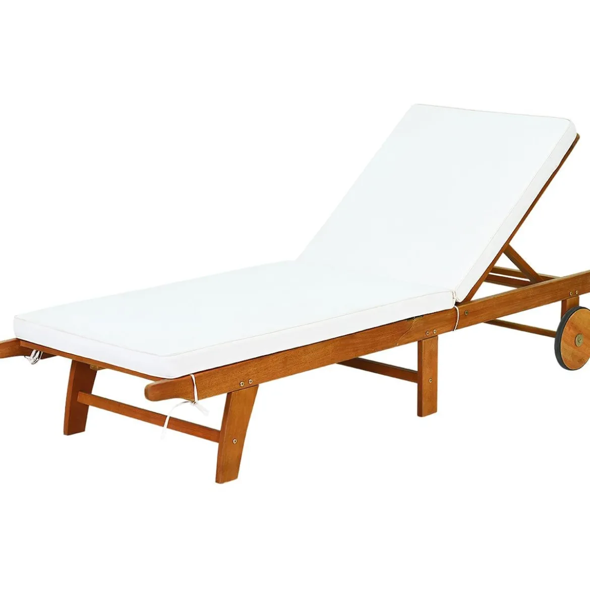 Sonnenliege Holz Gartenliege mit verstellbarer Rückenlehne mit Rollen und Kissen Strandliege für den Garten