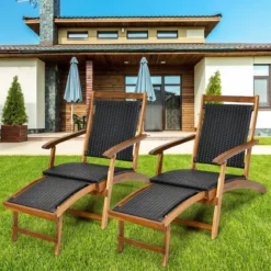 Sonnenliege Klappbar Gartenliege mit Ausziehbarer Fußteil & Ergonomischer Rückenlehne