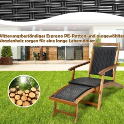 Sonnenliege Klappbar Gartenliege mit Ausziehbarer Fußteil & Ergonomischer Rückenlehne