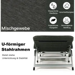 Sonnenliege klappbar Liegestuhl Gartenstuhl 134-190 x 71 x 61,5-95 cm Schwarz