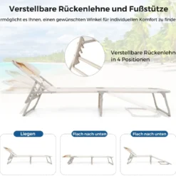 Sonnenliege mit Öffnungen für Gesicht und Arme klappbare Gartenliege Liegestuhl bis 150 kg belastbar