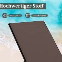 Sonnenliege mit Rollen & Beistelltisch Gartenliege mit Verstellbarer Rückenlehne & StoffBraun