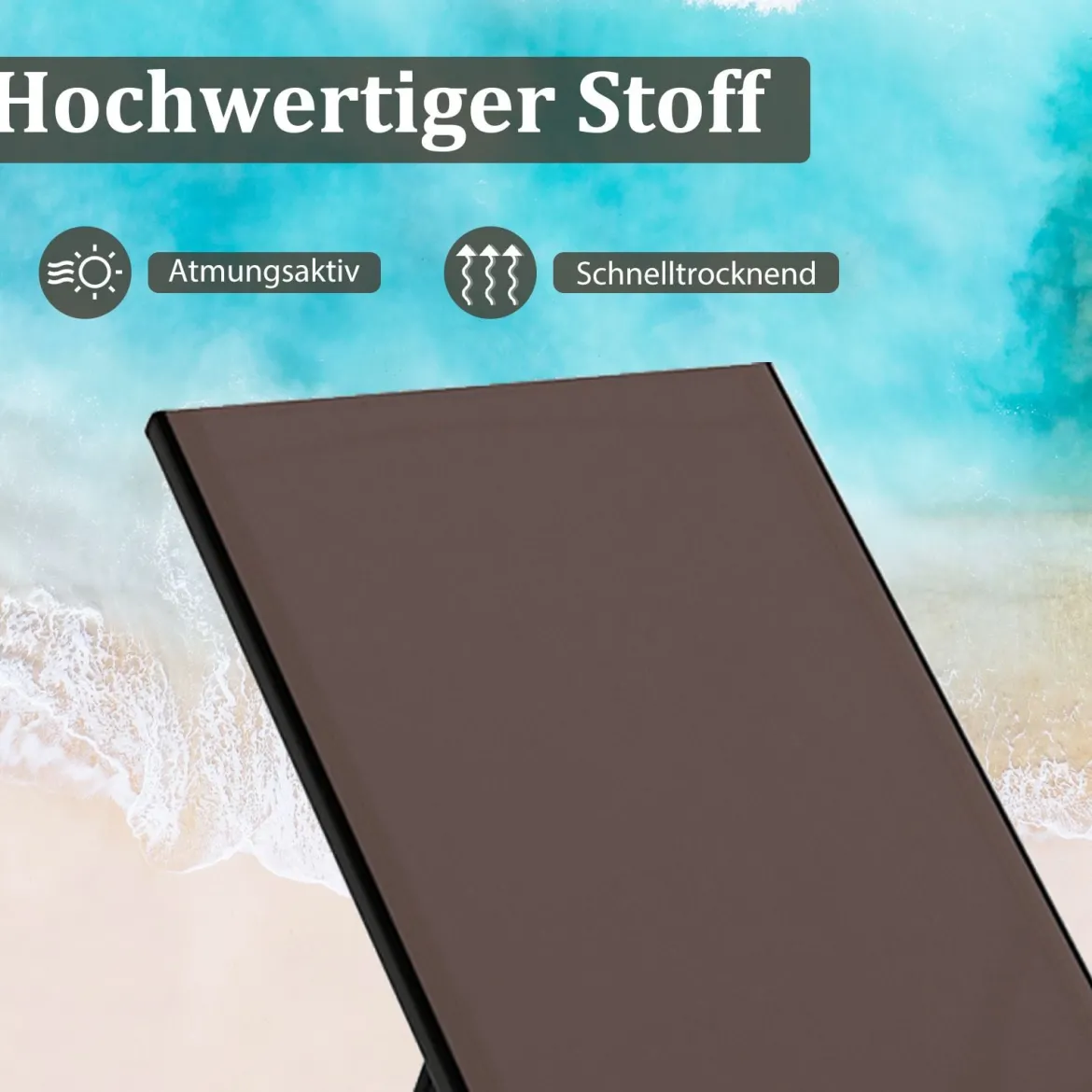 Sonnenliege mit Rollen & Beistelltisch Gartenliege mit Verstellbarer Rückenlehne & StoffBraun