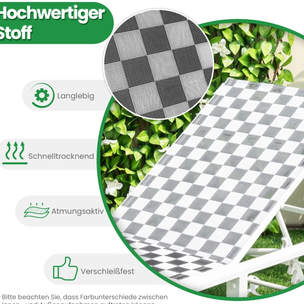 Sonnenliege mit Rollen XXL Gartenliege mit verstellbarer Rückenlehne Terrassenliege bis 180 kg belastbar