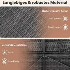 Sonnenliege 2 Personen Gartenliege mit Auflagen Doppelliege mit 5-Fach Verstellbarer Rückenlehne Grau/Beige