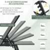 Sonnenliege Rattan Gartenliege mit Verstellbarer Rückenlehne und Armlehnen 167–193 x 59 x 33–93 cm Braun