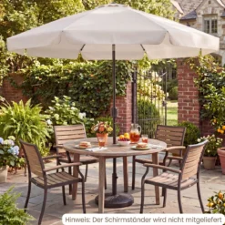 Sonnenschirm 286 cm Gartenschirm mit Kurbel & 30° Knickbar Sonnenschutz Balkonschirm Grau/Beige
