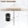 Sonnenschirm 300 cm Gartenschirm mit Kurbel und Volant beidseitig um 35° knickbar Terrassenschirm Beige
