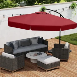 Sonnenschirm 300 cm inkl. Schutzhülle Rot+Sonnenschirmständer 80 Liter / 108 kg befüllbar Set