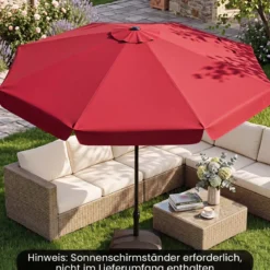 Sonnenschirm 300cm Neigbarer Gartenschirm mit Stabiler Metallstange 8 Streben Kurbel