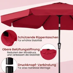 Sonnenschirm 300cm Neigbarer Gartenschirm mit Stabiler Metallstange 8 Streben Kurbel