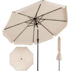 Sonnenschirm 300cm Neigbarer Gartenschirm mit Stabiler Metallstange 8 Streben Kurbel