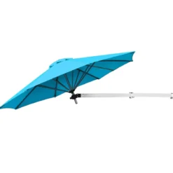Sonnenschirm für die Wand Wandschirm kippbar Balkonschirm mit verstellbarer Aluminiumstange Ø 250 cm Türkis