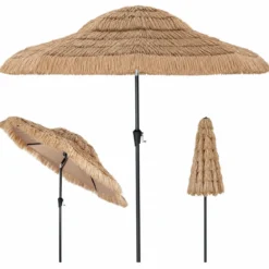 Sonnenschirm Hawaii Ø 275 cm Gartenschirm 30° Neigbar mit Kurbel & 8 Stabile Metallrippen