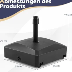 Sonnenschirm Hawaii Gartenschirm Stroh 270 cm + Sonnenschirmständer mit Rollen Befüllbar bis 80kg Set