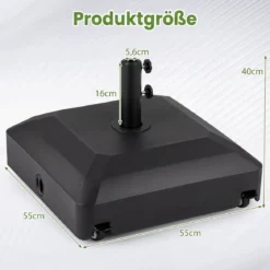 Sonnenschirmständer auf Rollen Schirmständer Befüllbar bis 68kg für Schirmstange 32/38/48 mm
