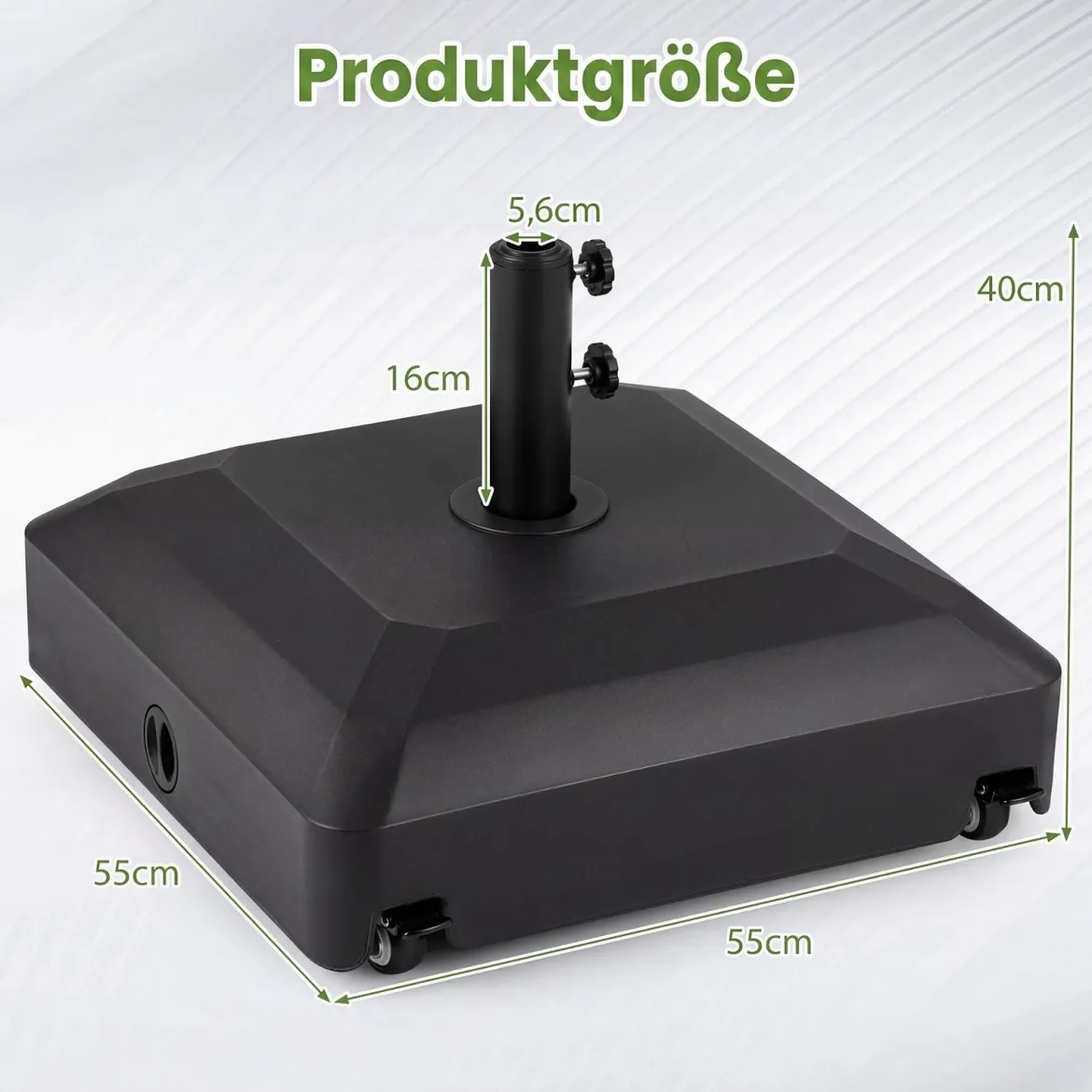 Sonnenschirmständer auf Rollen Schirmständer Befüllbar bis 68kg für Schirmstange 32/38/48 mm