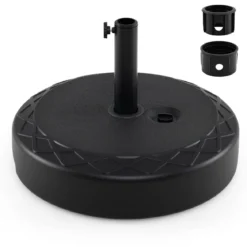 Sonnenschirmständer aus HDPE Runder Sonnenschirmfuß mit Griff für Schirmstiel 39-49 mm Schwarz