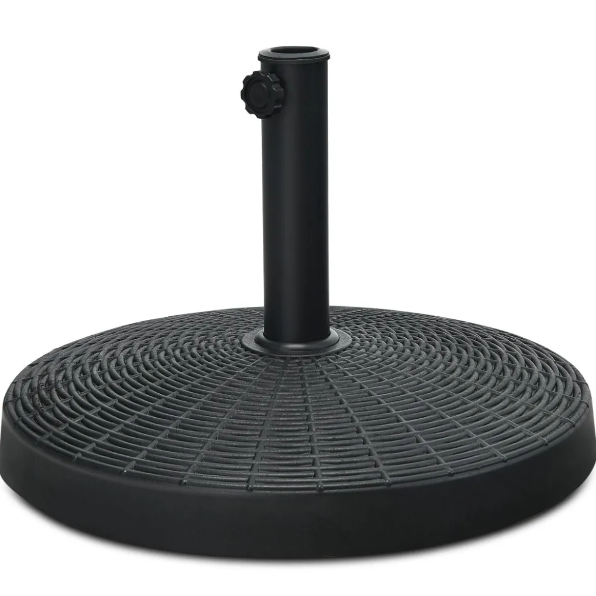 Sonnenschirmständer 22 kg Schirmständer aus Kunstharz in Rattanoptik 52 x 36 cm Schwarz
