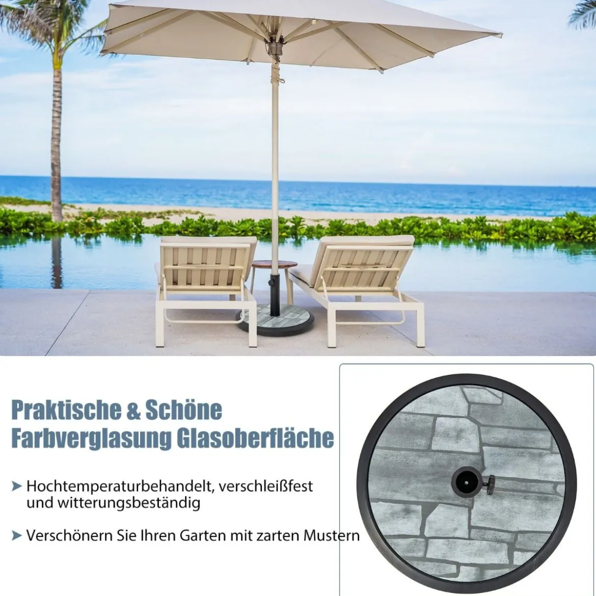 Sonnenschirmständer 15 kg Schirmständer für Schirmstangen von 35/38/48 mm