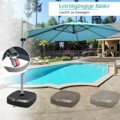Sonnenschirmständer mit Rollen 150kg befüllbar rollbar Schirmständer für große Ampelschirme Ampelschirmständer für Garten Terrasse
