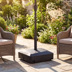 Sonnenschirmständer mit Rollen Befüllbar bis 80kg für 36 / 38 / 48 mm Schirme Schwarz