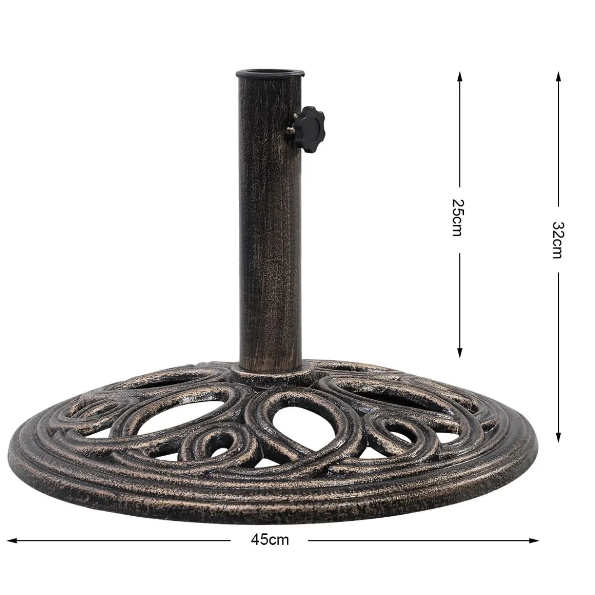 Sonnenschirmständer stabiler Schirmständer aus robustem Gusseisen für 38 mm bis 48 mm Gestänge