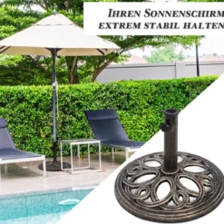 Sonnenschirmständer stabiler Schirmständer aus robustem Gusseisen für 38 mm bis 48 mm Gestänge