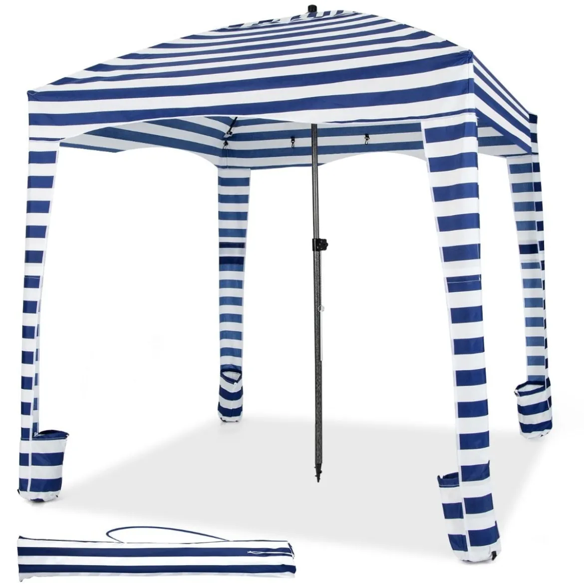 Sonnenschutz mit Abnehmbarer Seitenwand und 8 Sandsäcken tragbares Strandzelt mit Tragetasche 183 x 183 cm
