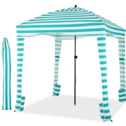 Sonnenschutz mit Abnehmbarer Seitenwand und 8 Sandsäcken tragbares Strandzelt mit Tragetasche 183 x 183 cm