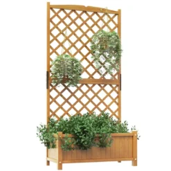Spalier mit Blumenkasten aus Tannenholz Pflanzkasten für Kletterpflanzen Hochbeet mit Rankgitter