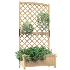 Spalier mit Blumenkasten aus Tannenholz Pflanzkasten für Kletterpflanzen Hochbeet mit Rankgitter