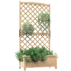 Spalier mit Blumenkasten aus Tannenholz Pflanzkasten für Kletterpflanzen Hochbeet mit Rankgitter