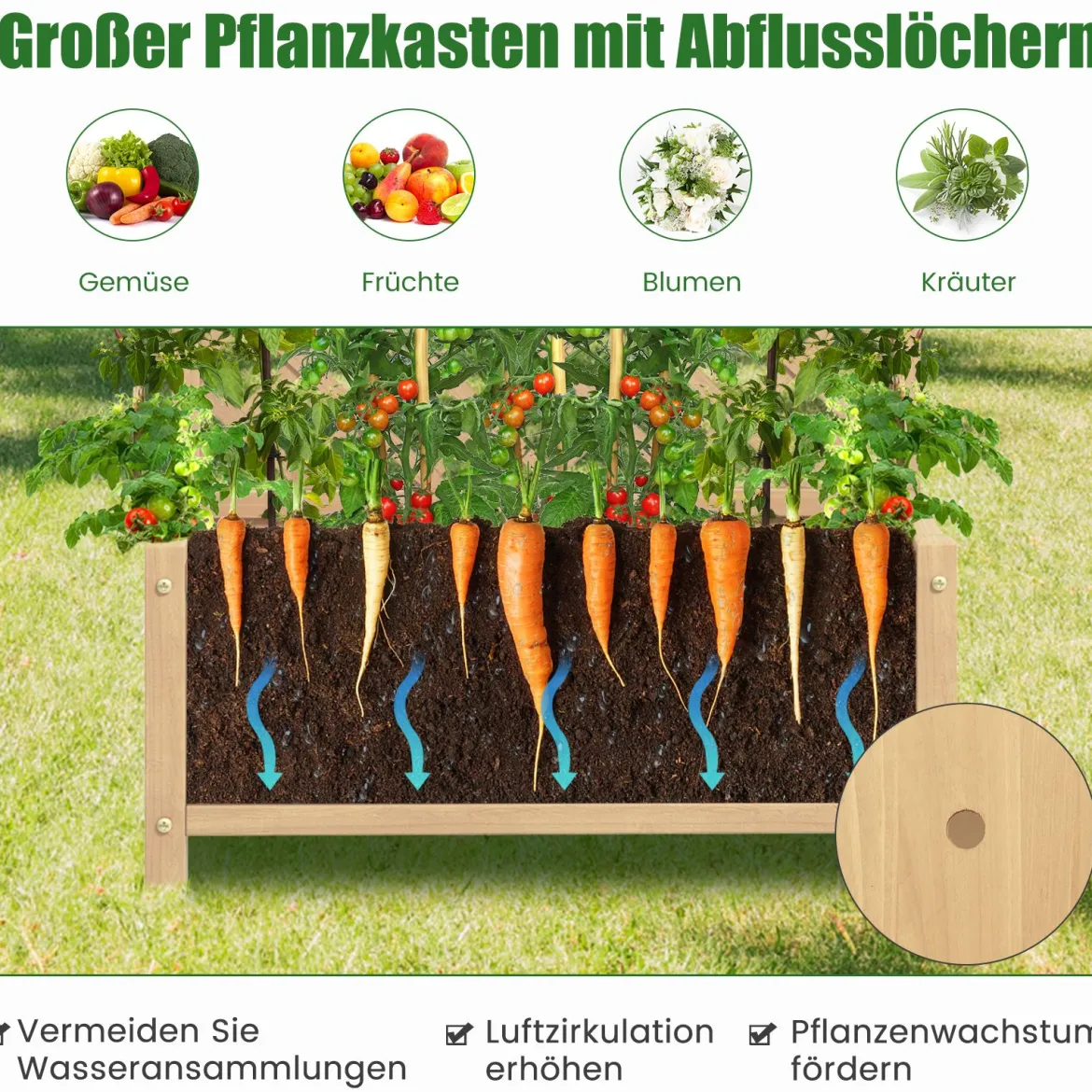 Spalier mit Blumenkasten aus Tannenholz Pflanzkasten für Kletterpflanzen Hochbeet mit Rankgitter